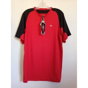 PSYBERIA Dry Goods Athletic Shirt Wicking Red 1/3 Zip Short Sleeve Pullover XL